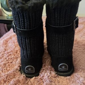 Bearpaw Black Knit Boots with buckle size 9